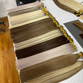 100% Raw Virgin Human Hair Genius Weft Extensions 50g Double Drawn Remy Hair Light Blonde Custom Color