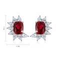Fashion Trend 925 Sterling Silver Lab Grown Ruby Stud Earrings Personalized Unique Design Women's Engagement Wedding Anniversary
