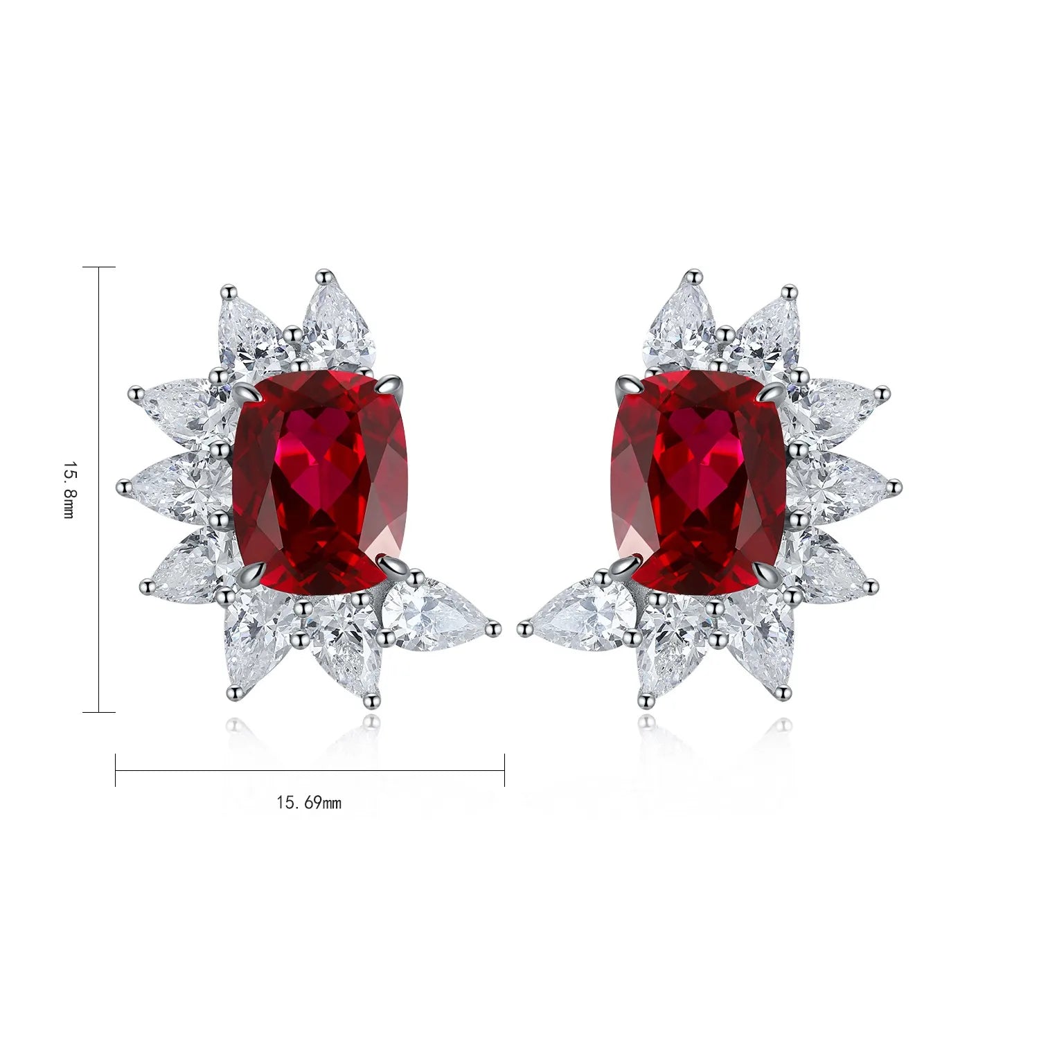 Fashion Trend 925 Sterling Silver Lab Grown Ruby Stud Earrings Personalized Unique Design Women's Engagement Wedding Anniversary
