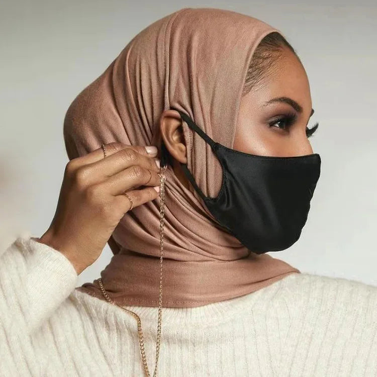 Ready to Wear Stretchy Cotton Muslim Headscarf Female Head Wraps Scarves Foulard Femme Musulman Earhole Hijab Scarf for Women