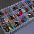 30pcs Mixed Hot Selling Colors Metal Hooks Spoon Sequins Spinner Bait Fishing Lures With Box