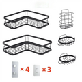 Modern Wall Mounted Dish Storage Holder Free Punch Storage Rack Bathroom Black Stainless Steel Wire Soap Holder