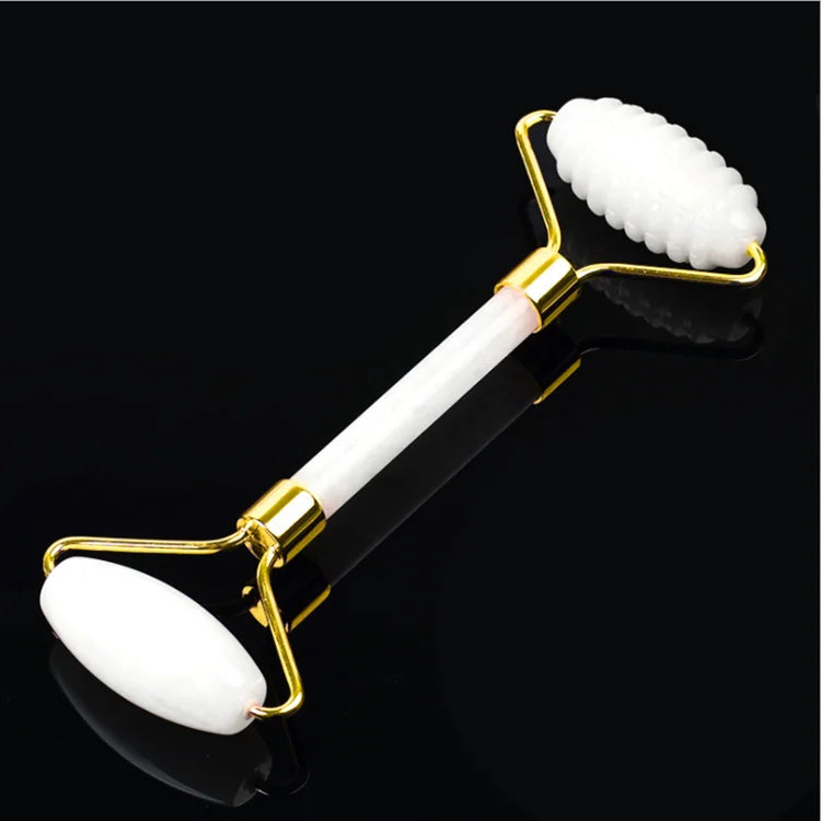 100% Natural white Jade roller for face anti aging and slimming face massager barbed roller double heads Jade Facial Roller MegaBDM