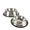Eco-Friendly Stainless Steel Pet Food Bowl Non-Slip Rubber Base for Small Animals Silver Metal Dogs Feeder Bowl