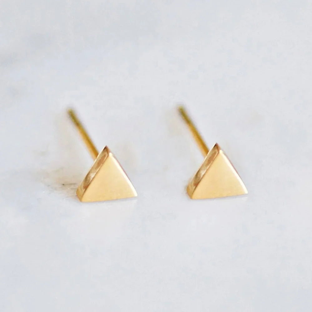 EManco Jewelry Wholesale Cheap Earrings Stainless Steel  Triangle Shaped Geometric Stud Gold Plated  Small Studs Earrings