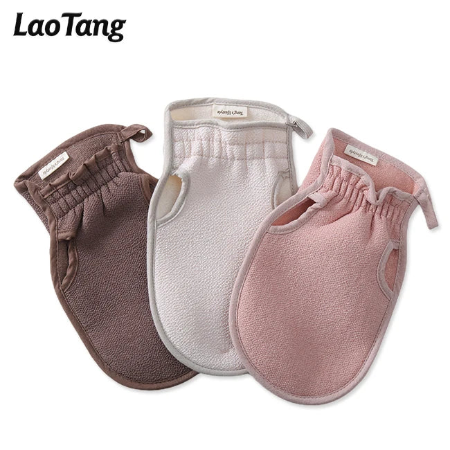 High Quality Custom Exfoliating Glove Turkish Cotton Viscose Exfoliation Glove Double Layer Shower Mitt