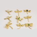 CZ8741 Unique 18k Gold Plated Crystal Cubic Zirconia CZ Diamond Pave Filigree Dragonfly Charm Pendants