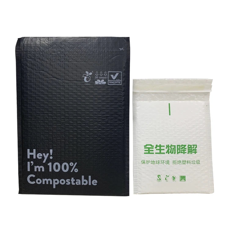 Custom Biodegradable Compostable Waterproof Pink Black 4X8 6X10 Padded Envelope Shipping Bubble Mailers Bag with Logo Mailing