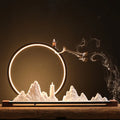 Backflow With Lamp Circle Sandalwood Holder Home Indoor Aroma Ornaments Led Light Ceramic Incense Burner