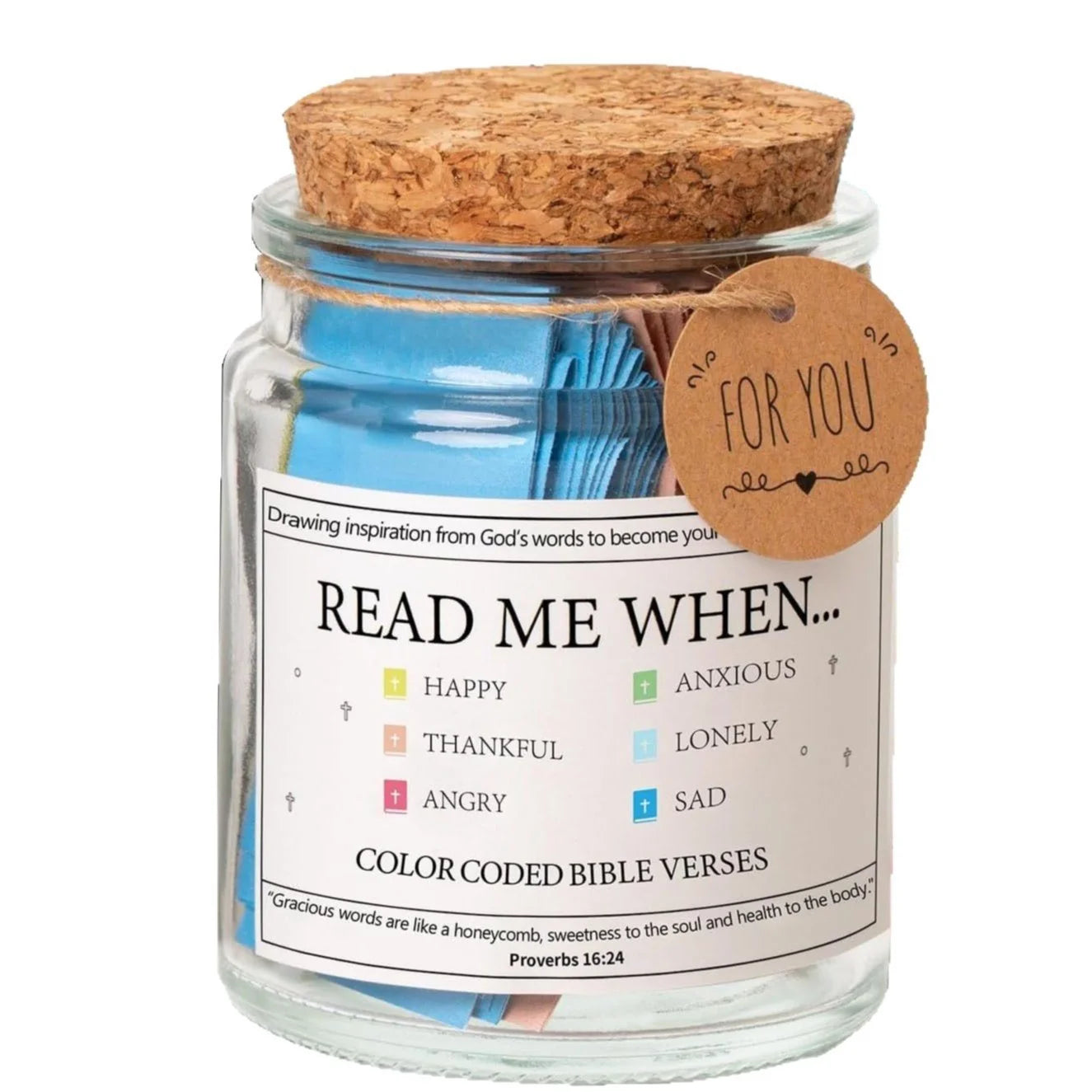 Dropshipping Inspirational Glass Bible Verse Jar Novelty Gift for Emotions Feelings Scripture Faith Hope-'Read Me' Feature