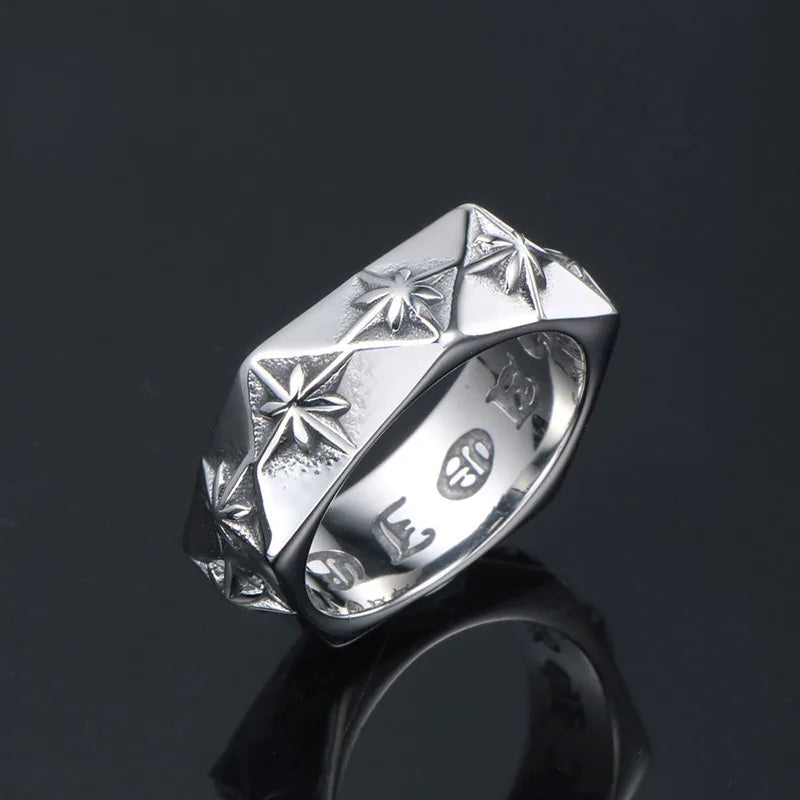 Punk Rock Stainless Steel Polygonal 3D Finger Rings Antique Geometric Shape Rings for Women Men Wholesale in Stock