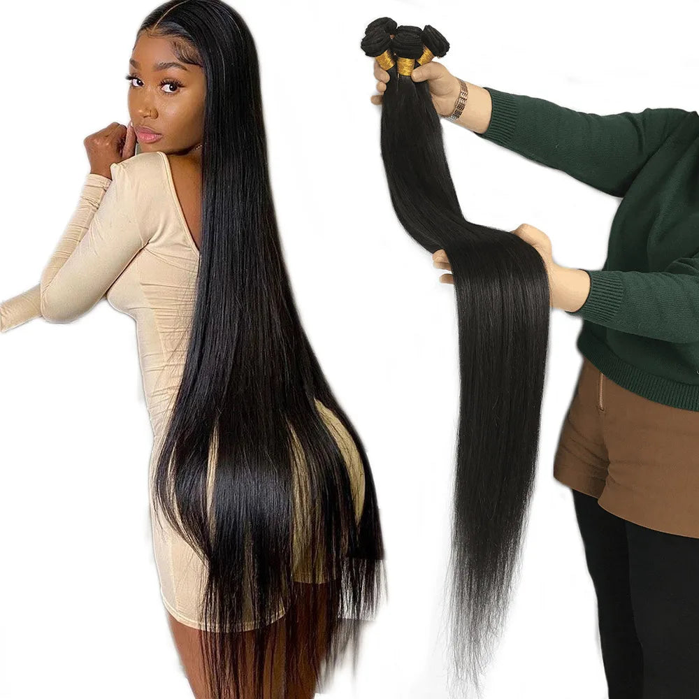 Fast Shipping Virgin Human Bundles Hair Weave and Closure Long 50 36 38 42 Inch Straight Virgin Brazilian Human Hair Bundles