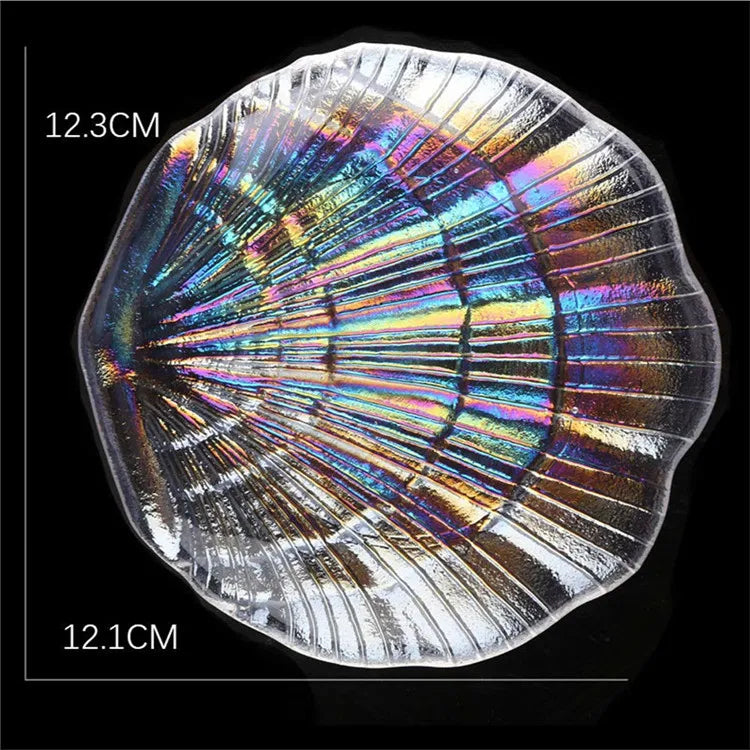 Nail Art Mermaid Crystal Glass Display Tray False Nail Tips Shell Showcase Plate Board Photo Props 3D Nails Jewelry DIY Tool