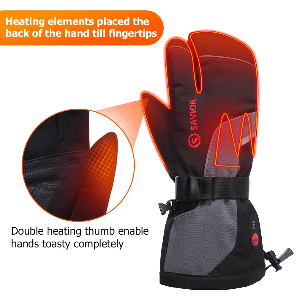 Outdoor Winter Electric Heated Gloves with Thermal Microfiber Liner Windproof & Insulated for Snowboarding