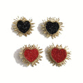 Retro Creative Handmade Seed Beaded Earrings Girl Rice Bead Heart-shaped Ethnic Exotic Gold Crystal Beaded Crystal Stud Earrings