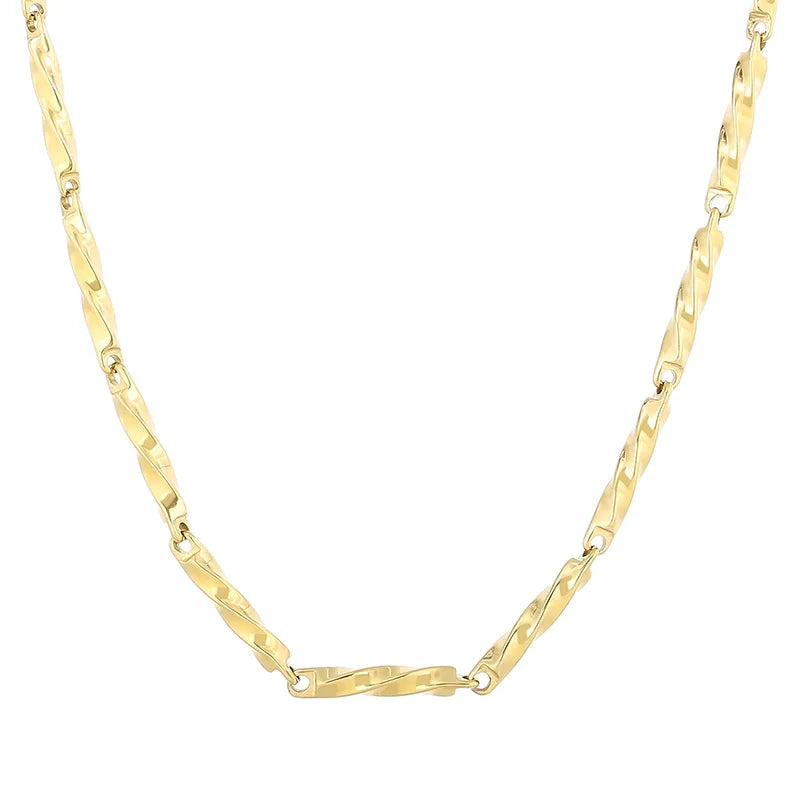 Kalen Unisex Fashion Stainless Steel Twisted Links 550mm Necklace&190mm Bracelet Jewelry Set