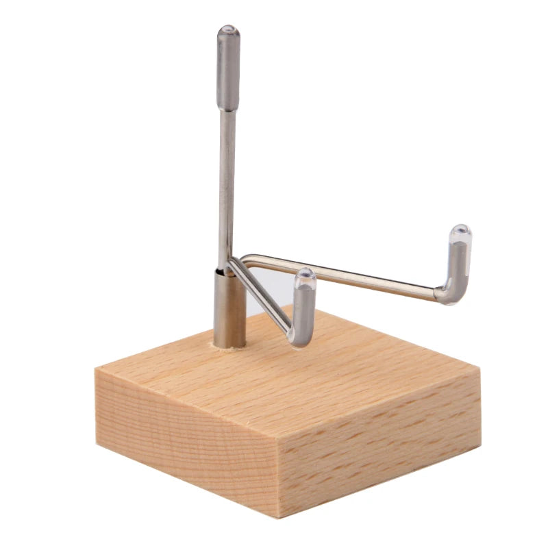 New Arrival Modern Style Silver Lightweight 5x5cm Stainless Steel Gemstone Display Rack Wood Base Stone Stand Crystal Holder