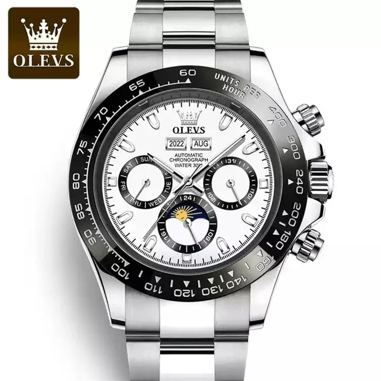 Automatic Watches Waterproof Stainless Steel Luminous Month Phase Date Olevs Men Watch Sports Brand Wristwatch Mechanical 6654