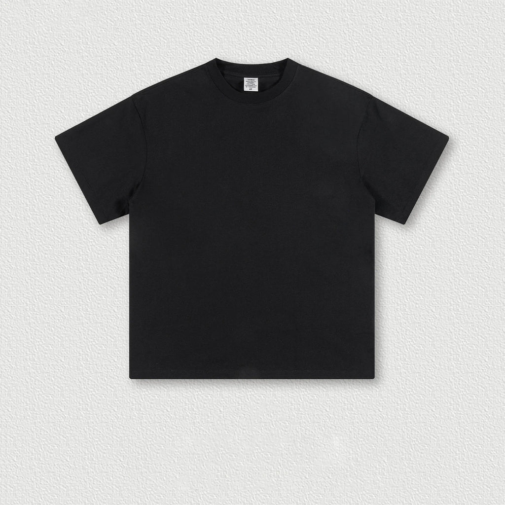 Rightdo Oversized T-Shirts 305GSM Heavyweight Plain Knitted Cotton 100% Combed Cotton Drop Shoulder Big Tall High Street Style