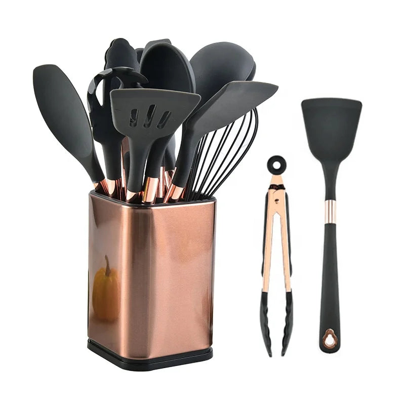 12pcs Eco-Friendly Stainless Silicone Cooking Utensil Set Non-Stick Heat Resistant Kitchen Gadgets Safe for Frying Box