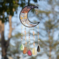 Colorful Crystal Agate Prism Window Hanging Moon Decor Sun Catcher Wind Chime Rainbow Maker Feng Shui Energy Meditation Gift
