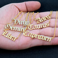 Elegant Female Gift PVD Plating 18K Gold Silver Old English Women Stainless Steel Astrology 12 Zodiac Sign Necklace Jewelry