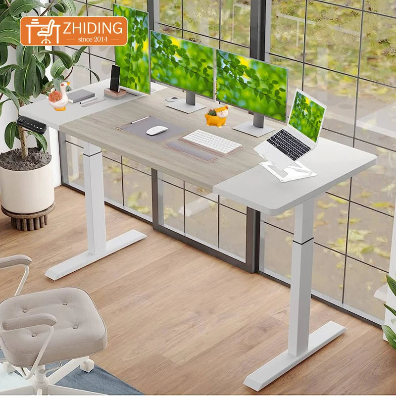Stable and Comfortable Adjustable Height Computer Pc Gaming Table with Double Motor