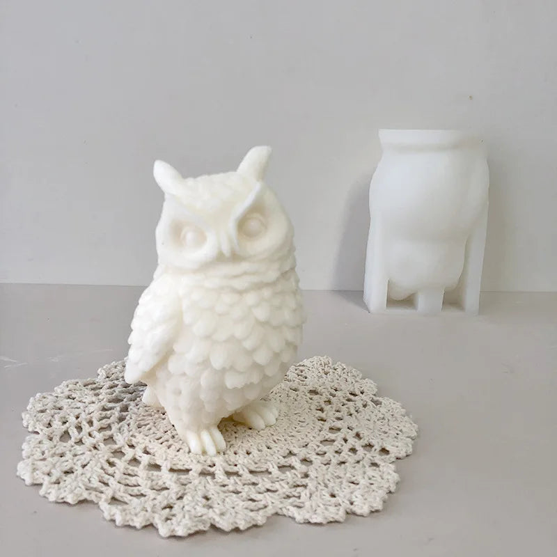 3D Large Size Owl Scented Candle Silicone Mold Owl for DIY Candle Making Mold