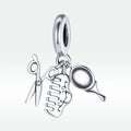 Wholesale 925 Sterling Silver Scissors Comb Beautiful Girl Set Pendant Charm Bead Fit Bracelet DIY Jewelry SCC1887
