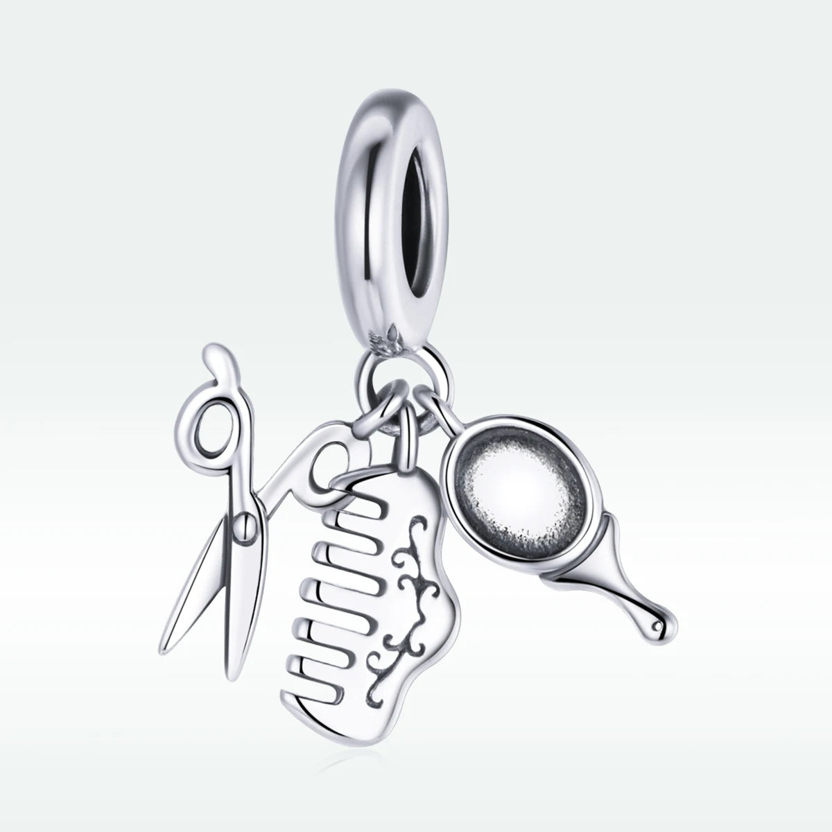 Wholesale 925 Sterling Silver Scissors Comb Beautiful Girl Set Pendant Charm Bead Fit Bracelet DIY Jewelry SCC1887