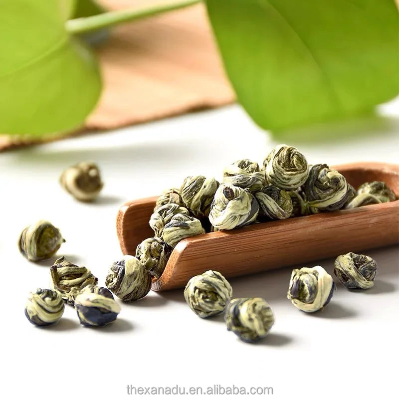 Natural Wholesale Jamine Flower Scented Premium Green Tea Dragon Pearls Small Handrolled Balls