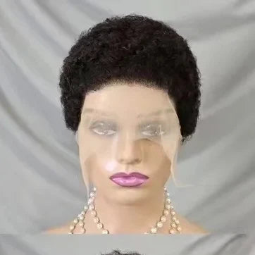Latest Low Cut Virgin Hair Wig 13x4 Full Lace Frontal Pixie Curly Wig Hot Selling Wholesale Brazilian Afro Curl Human Hair Wig