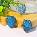 Wholesale Natural Crystal Blue Flash Labradorite Animal Carving Wolf Head Hand Carved Pendant for Gift Decoration