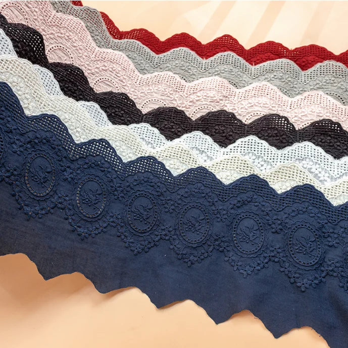2025 New Colored Cotton Eyelet Embroidery Lace Trim for Children's Wear