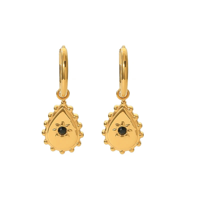 2023 New Design Stainless Steel 18K Gold Plated Diamond Water Drop Dangle Earrings Hypoallergenic Jewelry for Women