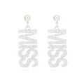 MISS Letter Words Name Bride personality acrylic Wedding Long Wedding Bridal Cute earrings For Mother's Day Gift
