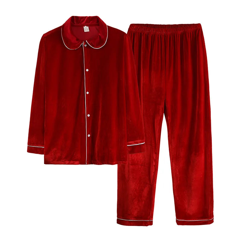 Drop Shipping Pajama Sleepwear Suit Wholesale Women's Family Christmas Green Red Velvet Pajamas for Women Men Kid Full Length