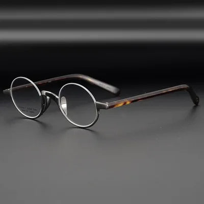 Brand Lennon Titanium Round Glasses Men Women Handmade Super Light Small Frame Retro Eyeglasses High Myopia Semi-Rim