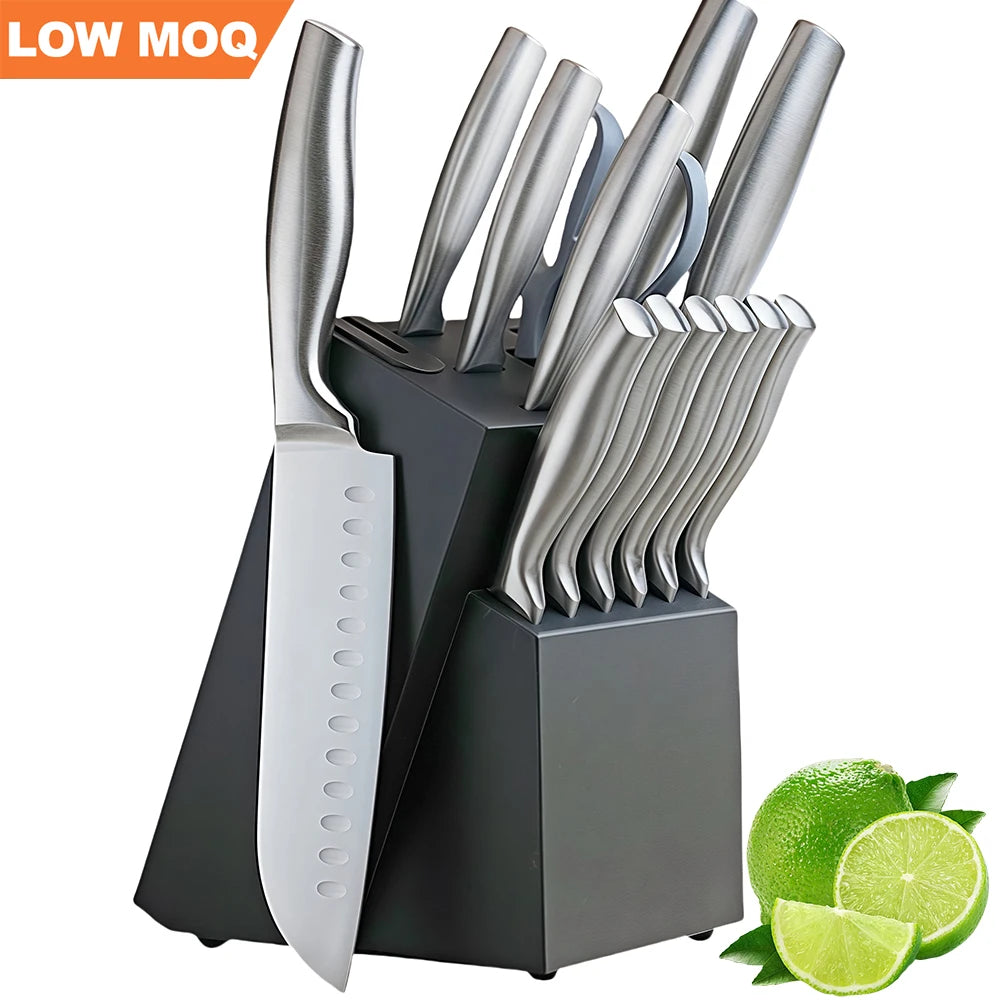 RTS Cuchillos Japanese German Stainless Steel Kitchen Chef Kitchen Knives Kitchen Knife Set with Wooden Knife Block