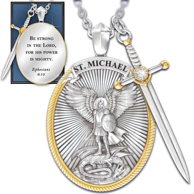 St Michael Archangel Catholic Protect Antioxidant Pendant Necklace Jewelry Gift Chain Catholic Religious Jewelry for Men