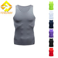 Men's Elastic Quick-Dry Slim-Fit Sports Tank Top Gym Compression Vest for Basketball Solid Style Quick-Dry and Absorbent