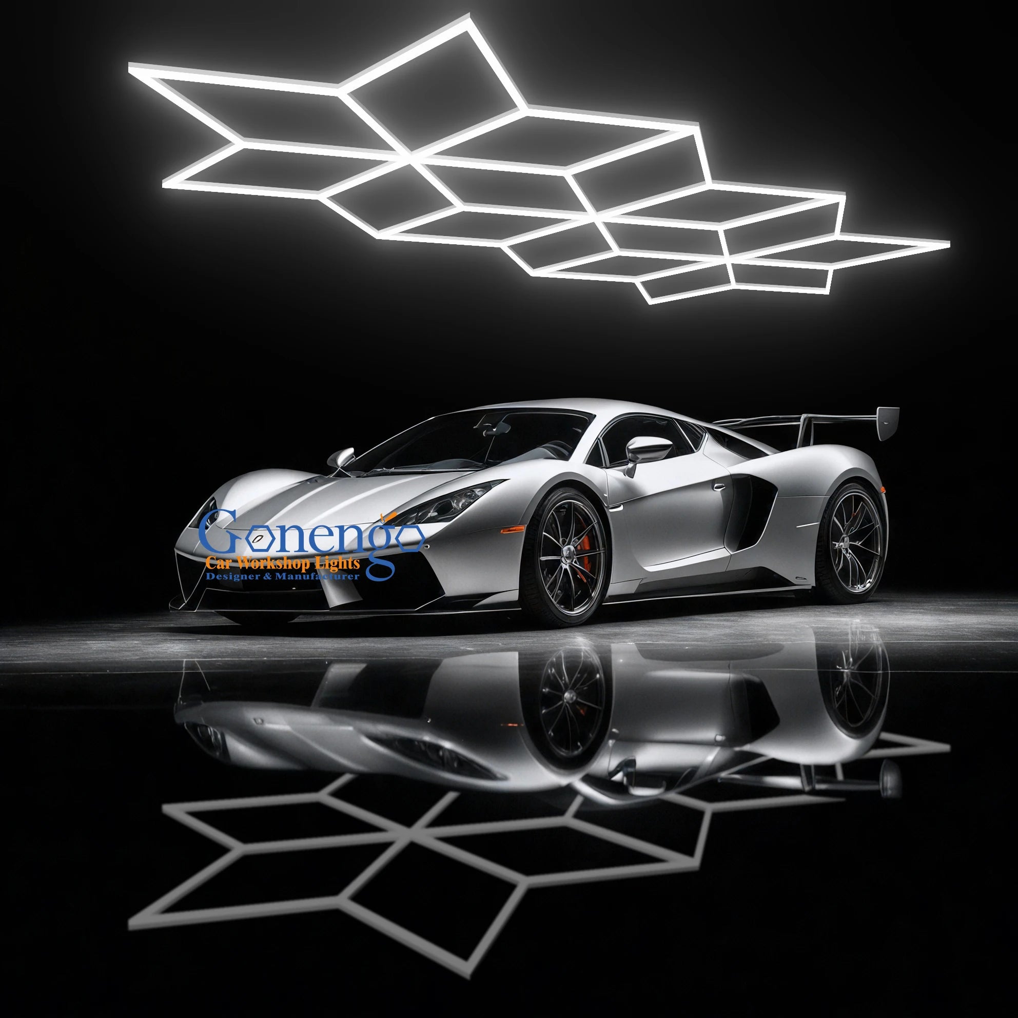 Car Shop Premium OEM/ODM Geometric Polygonal Shape DIY Auto Showroom Led Light Garage