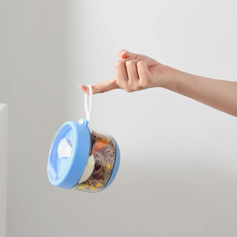 600ML PC Material Transparent Portable Cup with Lid and Spoon