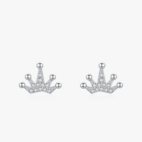 Ailmay 2022 New Arrival Genuine 925 Sterling Silver Fashion Crown Clear CZ Earrings for Women Wedding Korea Style Fine Jewelry