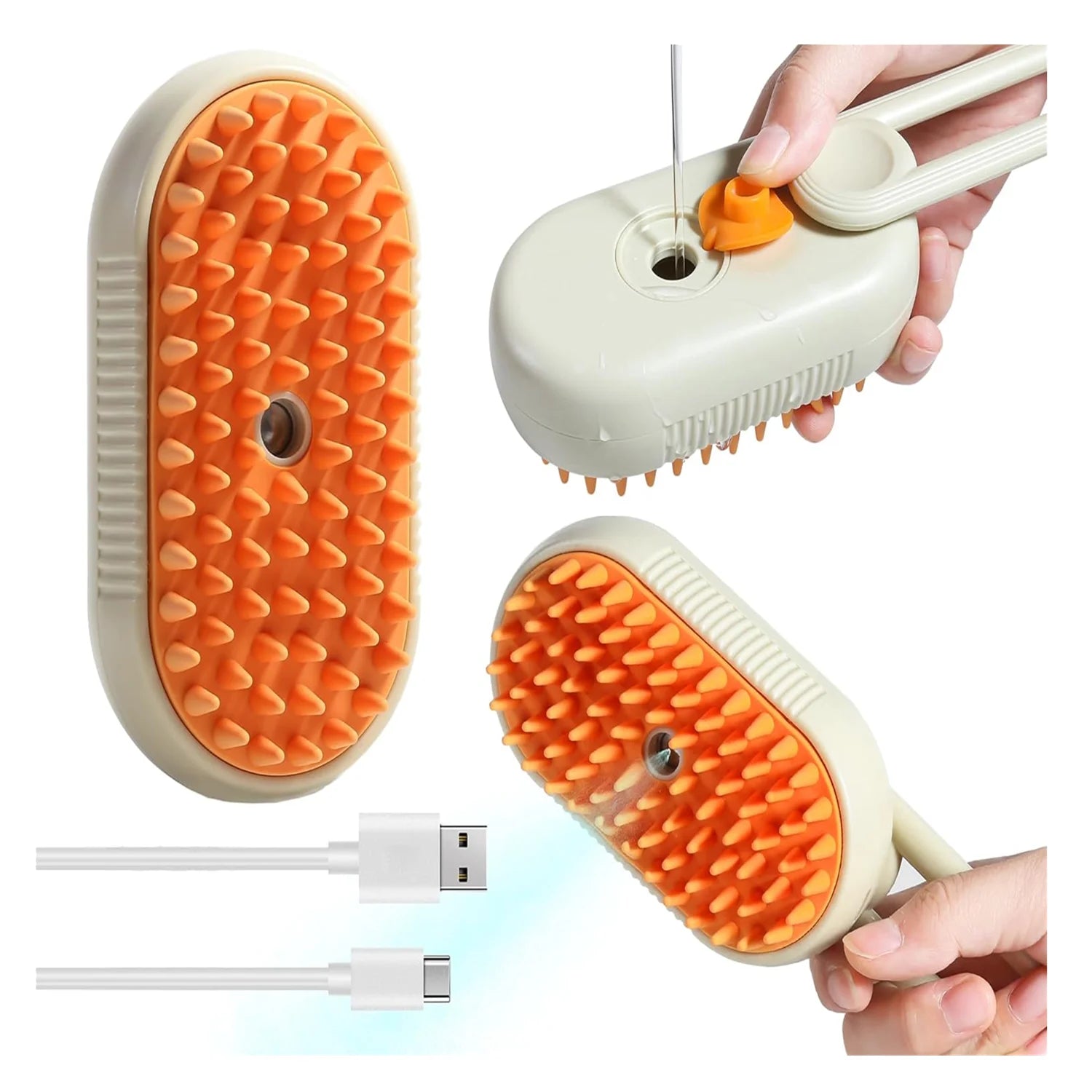 3 in 1 Cat Steamy Brush With Steamer Cleaning and Pet Hair Removal Steam Brush for Dogs and Cats Pet Spray Hair Comb