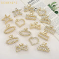 Korean Fashion Woman Small Pearl Rhinestone Metal Hair Claw Girls Flower Star Heart Shape Pentagram Geometry Hair Clips