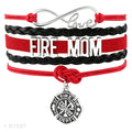 Factory Custom Made Infinity Love Firemen Firefighter Bracelets for Women Red Black Color for Wife and Mom