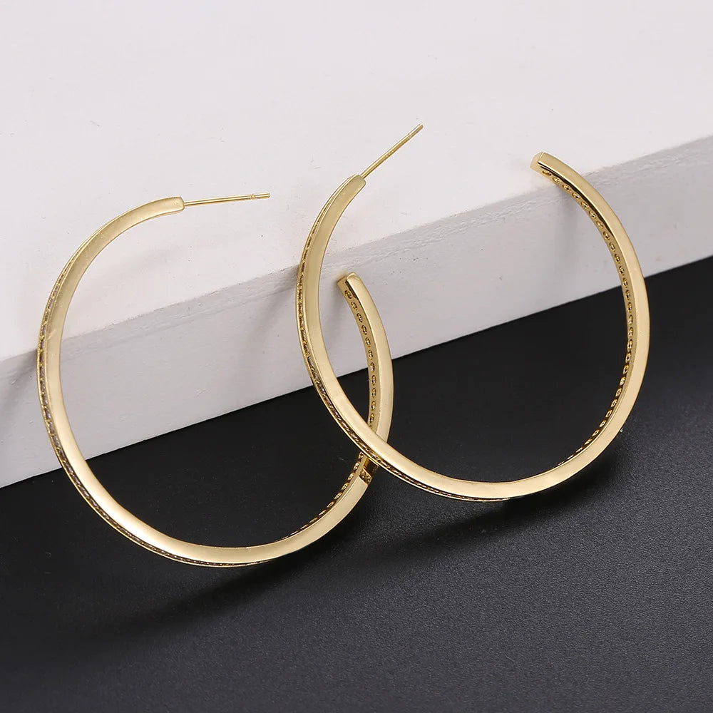 Wholesale Large Hoop Earrings 18K Gold Plated 925 Silver Hypoallergenic Trendy Style Customize Multiple Size for Parties