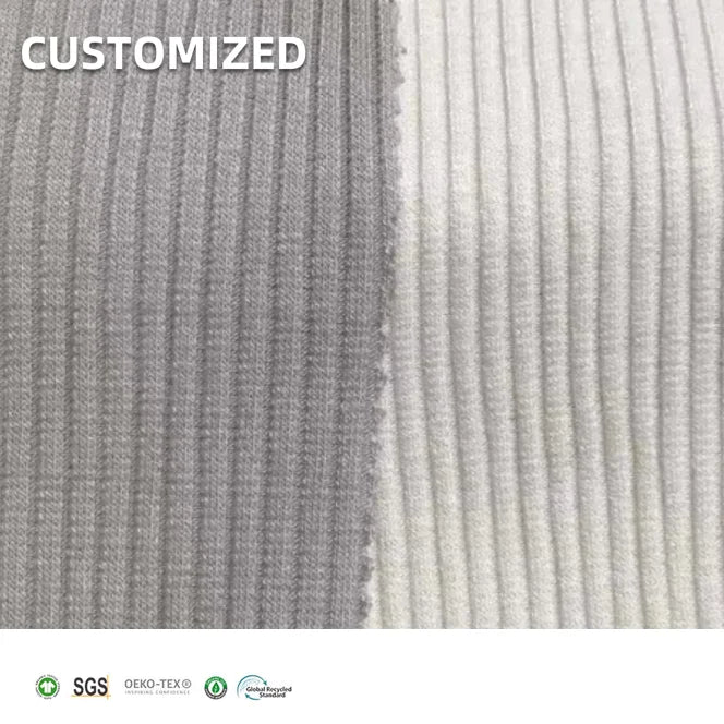 Eco-friendly Breathable Anti-Pill Knit Bamboo Cotton 4x4 Ribbed Stretch Fabric for Boys & Girls Clothing