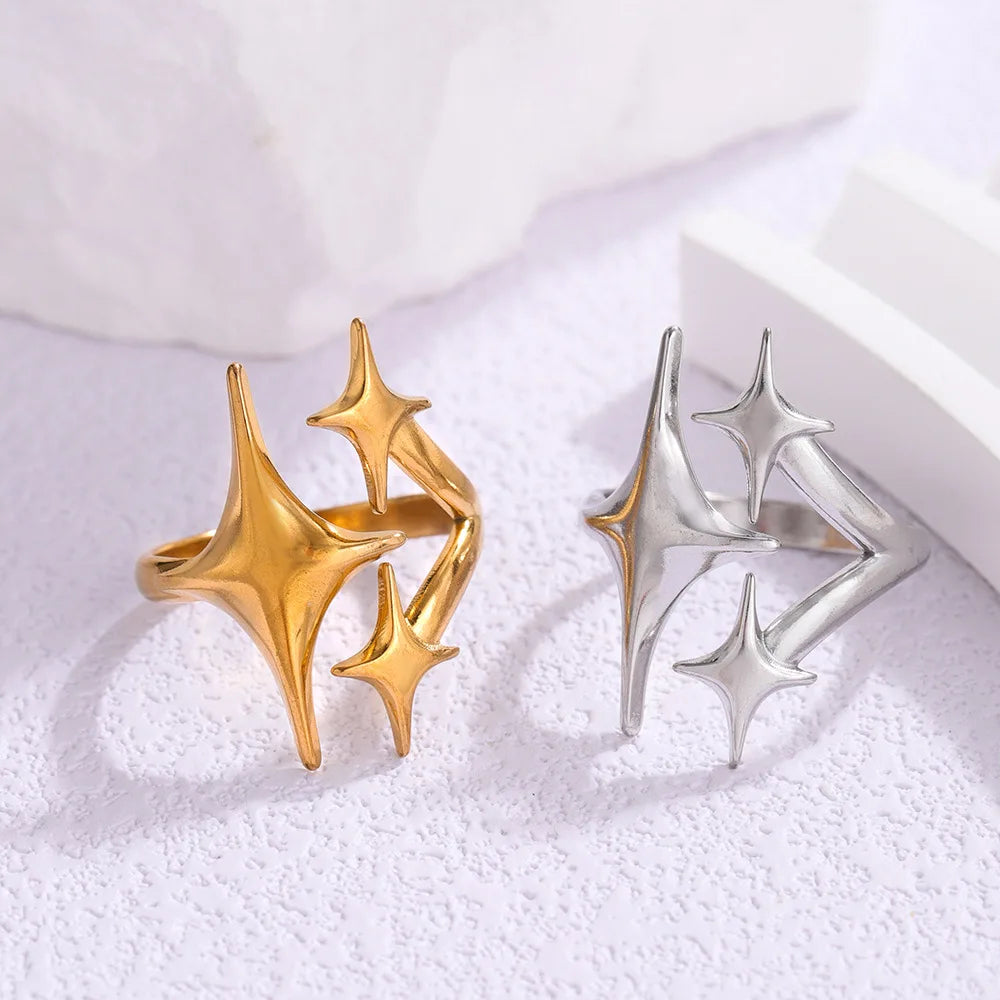 Star Titanium Steel Ring Female Opening Does Not Fade Niche High-end Stainless Steel Gold-plated Ring